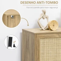 HOMCOM Aparador de Sala de Estar com Porta de Vime e 2 Prateleiras de Armazenamento para Sala de Estar 80x39x70cm Madeira(m-6)