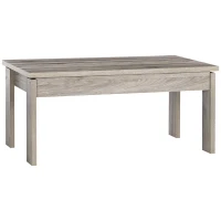 HOMCOM Tavolino Basso da Caffè in Truciolato Grigio per Soggiorno e Studio con Piano Rettangolare e 4 Gambe, 100x55x45 cm(m-1)