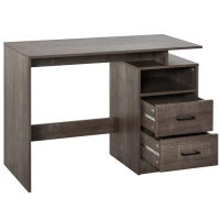 HOMCOM Computer Desk with Drawers and Storage Shelf, 107 x 48cm Writing Desk for Home Office, Study Workstation, Grey(m-5)