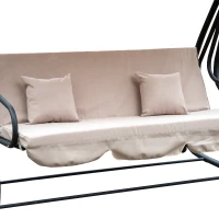 Outsunny Water Resistant Fabric 3-Seater Swing Chair w/ Cup Holder Beige(m-9)