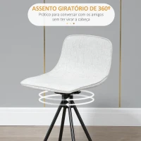 HOMCOM Conjunto de 2 Bancos Altos com Assento Giratório Estofados com Tato de Linho e Encosto e Pés de Aço 41,5x47,5x90 cm Cinza Claro(m-5)