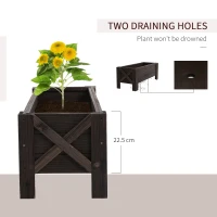 Outsunny 58L Garden Raised Bed Planter Grow Containers for Outdoor Patio Plant Flower Vegetable Pot Fir Wood, 100 x 36.5 x 36 cm, Carbonized Colour(m-5)