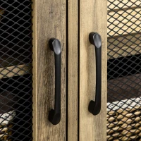 HOMCOM Estantería Industrial con 2 Puertas de Rejilla y Marco de Metal para Salón Oficina 90x33,5x180 cm Negro y Natural(m-8)