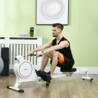 SPORTNOW Máquina de Remo Dobrável com Resistência de 8 Níveis Ecrã LCD e 2 Rodas de Transporte 180x48x60 cm Branco(m-2)