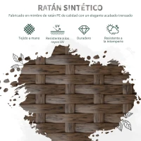 Outsunny Conjunto de Muebles de Jardín de Ratán 7 Piezas Incluye 6 Sillas con Cojines Mesa con Tablero de Vidrio Templado Marrón(m-4)