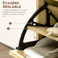HOMCOM Meuble à chaussures 3 tiroirs aspect rotin 62 x 25 x 115 cm bois naturel(m-5)