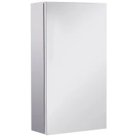 HOMCOM Armário Casa de Banho com Espelho 2 Prateleiras de Armazenamento e Estrutura de Aço Inoxidável 30x14x55cm Prata(m-10)