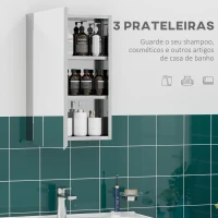 kleankin Armário de Casa de Banho com Espelho Armário de Parede para Casa de Banho com Porta e 3 Prateleiras de Armazenamento para Duche 39x12x60cm Prata(m-4)