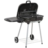 Outsunny Portable Charcoal Grill, 96Lx60Wx83Hcm/62x60Wx82Hcm, Metal-Black(m-1)