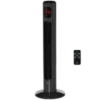 HOMCOM 38'' Freestanding Tower Fan, 3 Speed 3 Mode, 12h Timer, 70 Degree Oscillation, LED Panel, 5M Remote Controller, Dark Grey(m-11)