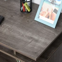 HOMCOM Computer Desk with Drawers and Storage Shelf, 107 x 48cm Writing Desk for Home Office, Study Workstation, Grey(m-8)