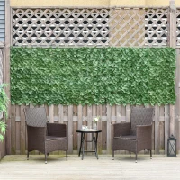 Outsunny 1-Piece Artificial Leaf Hedge Screen Privacy Fence Panel for Garden Outdoor Indoor Decor, Dark Green, 3M x 1M(m-12)