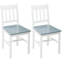 HOMCOM Dining Chairs Set of 2, Kitchen Chair with Slat Back, Pine Wood Structure for Living Room and Dining Room, White(m-11)