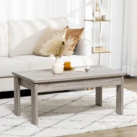 HOMCOM Tavolino Basso da Caffè in Truciolato Grigio per Soggiorno e Studio con Piano Rettangolare e 4 Gambe, 100x55x45 cm(m-2)