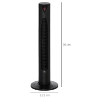 HOMCOM 38" Oscillating Tower Fan with Remote Control, 3 Speed 4 Modes, LCD panel, 12-Hour Timer, Slim Cooling Fan for Home Bedroom Office, Black(m-3)