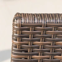 Outsunny Conjunto de Refeição de Vime Conjunto de Refeição 7 Peças com Mesa e 6 Cadeiras Dobráveis para Jardim Exterior Pátio Varanda Marrom(m-8)