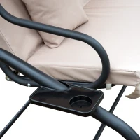 Outsunny Water Resistant Fabric 3-Seater Swing Chair w/ Cup Holder Beige(m-7)