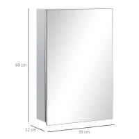 kleankin Armário de Casa de Banho com Espelho Armário de Parede para Casa de Banho com Porta e 3 Prateleiras de Armazenamento para Duche 39x12x60cm Prata(m-3)