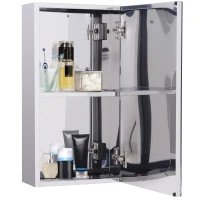 HOMCOM Armário Casa de Banho com Espelho 2 Prateleiras de Armazenamento e Estrutura de Aço Inoxidável 30x14x55cm Prata(m-8)