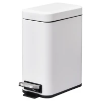 HOMCOM 5L Rectangular Compact Bin Steel Body Removable Bucket Quiet-Close Lid w/ Pedal Lid Rubbish Trash Can Home Office Bedroom Bathroom Living Room Garbage Tidy Clean White(m-1)