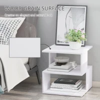 HOMCOM Side Table Square Coffee Table Modern End Table with 2 Tier Storage Shelves for Living Room, Bedroom, White(m-4)