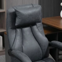 Vinsetto Office Chair with Lumbar Massage, 135° Reclining Computer Chair with Adjustable Headrest, Retractable Footrest, 10cm Double Padded Seat, Microfiber Fabric, Metal Base, Dark Grey(m-8)