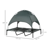 PawHut Raised Dog Bed Waterproof Elevated Pet Cot with Breathable Mesh UV Protection Canopy Grey, for XL Dogs, 122 x 92 x 108cm(m-3)