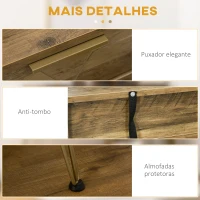 HOMCOM Consola Móvel de Entrada com 2 Gavetas Prateleira Aberta e Pés de Aço Estilo Moderno 120x29x79cm Madeira e Bronze(m-6)