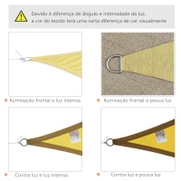 Outsunny Vela de Sombra Triangular 3x3x3 m Toldo Vela de Poliéster com Proteção UV Aneis em Forma de D e Cordas para Jardim Pátio Piscina Areia(m-5)
