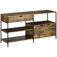HOMCOM Mobile in Stile Industriale con Cassetto e Armadietto in Legno e Acciaio, 147x40x77cm, Marrone(m-1)