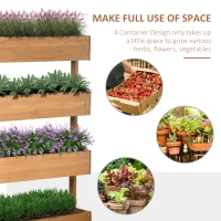 Outsunny 80cm x 45cm x 142cm 4-Tier Raised Garden Bed, Fir Wood Vertical Planter Box, Freestanding Elevated Plant Stand for Indoor Outdoor Use, Orange(m-4)
