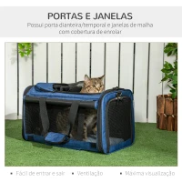 PawHut Transportadora para Animais de Estimação 4 em 1 com Rodas Bolsa de Transporte para Cães e Gatos 50x31x37 cm Azul(m-8)