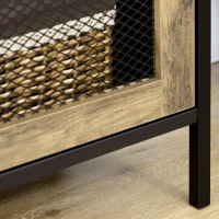 HOMCOM Estantería Industrial con 2 Puertas de Rejilla y Marco de Metal para Salón Oficina 90x33,5x180 cm Negro y Natural(m-9)