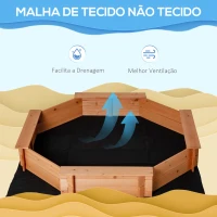 Outsunny Caixa de Areia de Madeira para Crianças Caixa de Areia Infantil com Cobertura de Poliéster 139,5x139,5x21,5 cm Vermelho e Azul(m-5)