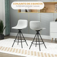 HOMCOM Conjunto de 2 Bancos Altos com Assento Giratório Estofados com Tato de Linho e Encosto e Pés de Aço 41,5x47,5x90 cm Cinza Claro(m-4)