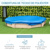 Outsunny Caixa de Areia de Madeira para Crianças Caixa de Areia Infantil Cobertura de Poliéster 139,5x139,5x21,5 cm Madeira e Azul(m-4)