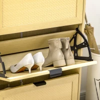 HOMCOM Meuble à chaussures 3 tiroirs aspect rotin 62 x 25 x 115 cm bois naturel(m-9)