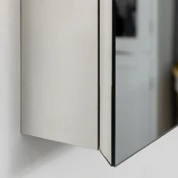 kleankin Armário de Casa de Banho com Espelho Armário de Parede para Casa de Banho com Porta e 3 Prateleiras de Armazenamento para Duche 39x12x60cm Prata(m-8)