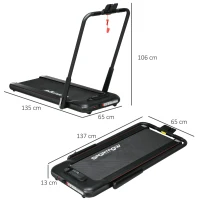 SPORTNOW 2 en 1 Cinta de Correr Plegable Cinta de Andar Velocidad 12 km/h Superficie de Carrera 36x105 cm 135x65x106 cm Negro(m-3)
