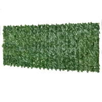 Outsunny Artificial Leaf Hedge Screen, Expandable Faux Privacy Fence Panel for Garden Outdoor Indoor Decoration, 3M x 1M, Dark Green