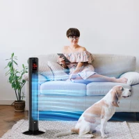 HOMCOM 38'' Freestanding Tower Fan, 3 Speed 3 Mode, 12h Timer, 70 Degree Oscillation, LED Panel, 5M Remote Controller, Black(m-10)