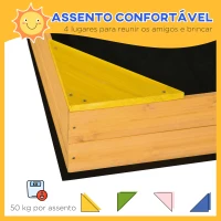 Outsunny Caixa de Areia de Madeira para Criança 109x109x19,8 cm Madeira(m-5)