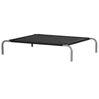 PawHut Elevated Pet Bed Cooling Raised Cot Style Bed for Large Medium Sized Dogs with Non-slip Pads Steel Frame Breathable Mesh Fabric, 110 x 75 x 20 cm - Black(m-11)
