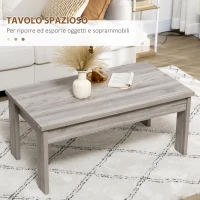 HOMCOM Tavolino Basso da Caffè in Truciolato Grigio per Soggiorno e Studio con Piano Rettangolare e 4 Gambe, 100x55x45 cm(m-5)