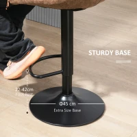 HOMCOM Bar Stools Set of 2, Adjustable Breakfast Dining Stools with Backrest, Footrest, Microfiber Cloth Kithchen Island Counter, Brown(m-7)