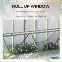 Outsunny Raised Garden Bed with Greenhouse, Steel Planter Box with Plastic Cover, Roll Up Window, Dual Use for Flowers, Vegetables, Fruits and Herbs, 185L x 95W x 92H cm, Clear(m-8)