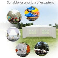 Outsunny 6 x 3 m Party Tent Gazebo Marquee Outdoor Patio Canopy Shelter with Windows and Side Panels White(m-7)