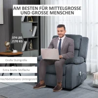 Fotel HOMCOM z funkcją podnoszenia, fotel relaksacyjny z funkcją leżenia, pilotem, w wykończeniu z weluru, szary, 92 x 93 x 105 cm(m-8)
