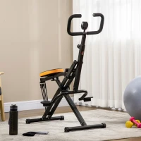 HOMCOM Heimtrainer für Squats, Kniebeugen, höhenverstellbar, klappbar, Stahl, schwarz+gelb, 90B x 63T x 124-136Hcm(m-2)