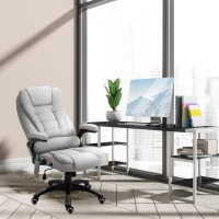 Vinsetto Office Chair, Ergonomic Desk Chair with 6-Point Massage and Back Heated, Linen-Feel Fabric Computer Gaming Chair with Arms, Lumbar Support, Light Grey(m-10)